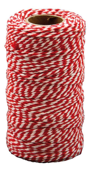 Rød/Hvid snor, 2mm